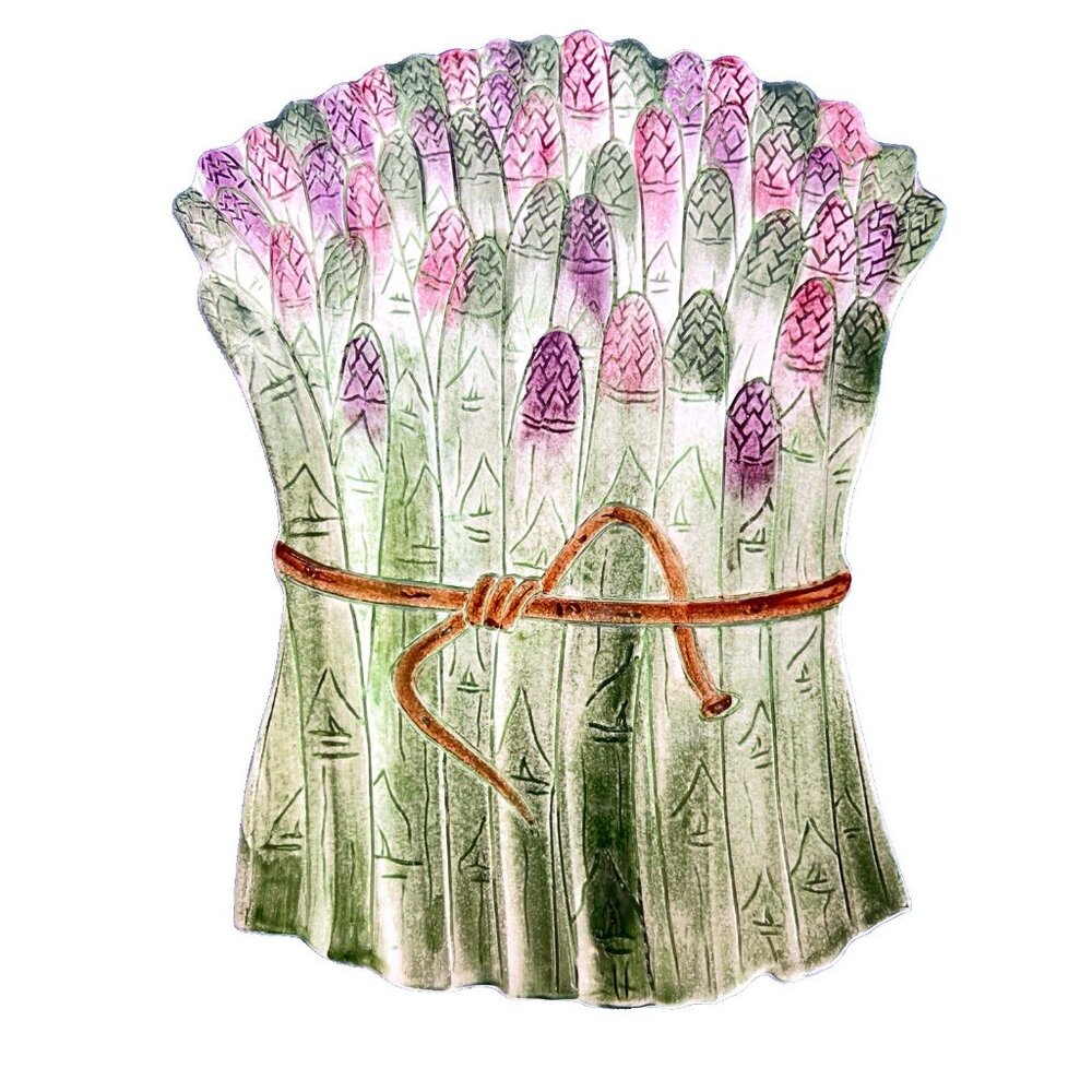 Majolica Asparagus Trivet Hand Painted Ceramic Italy Ceramiche Leonardo Art
